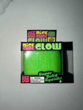Needoh Nice Cube Glow Green Super Solid Squish -